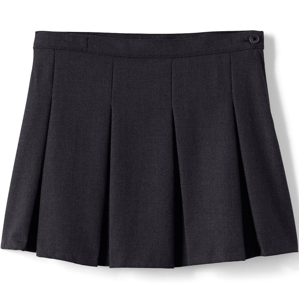Lands' End School Uniform Girls Box Pleat Skirt Above The Knee, Black, NWT